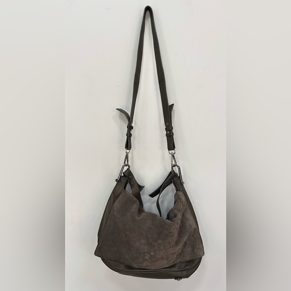 Topshop Green Suede Messenger Bag